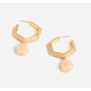 J. Crew NEW Peach Semiprecious stone triangle prism hoop earrings